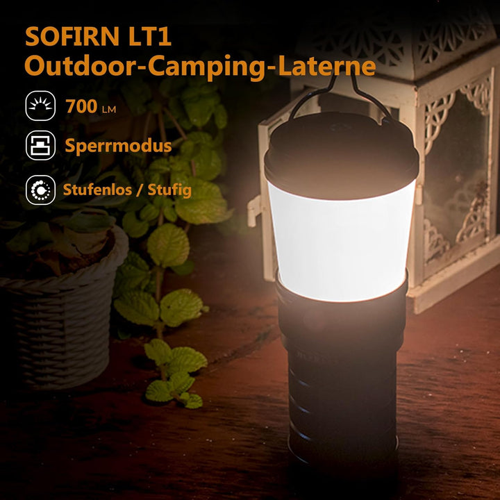 LeD Laterne 800 Lumen, Sofirn LT1 Wiederaufladbare Taschenlampe Laterne Campinglicht mit 8x Samsung