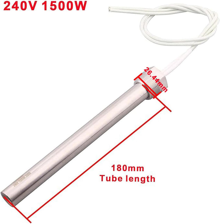 Cartridge Heater 240V 1500W Hot Rod Heating Element Replacement 3/4 Inch 26.44MM Flansch BSP Thread,