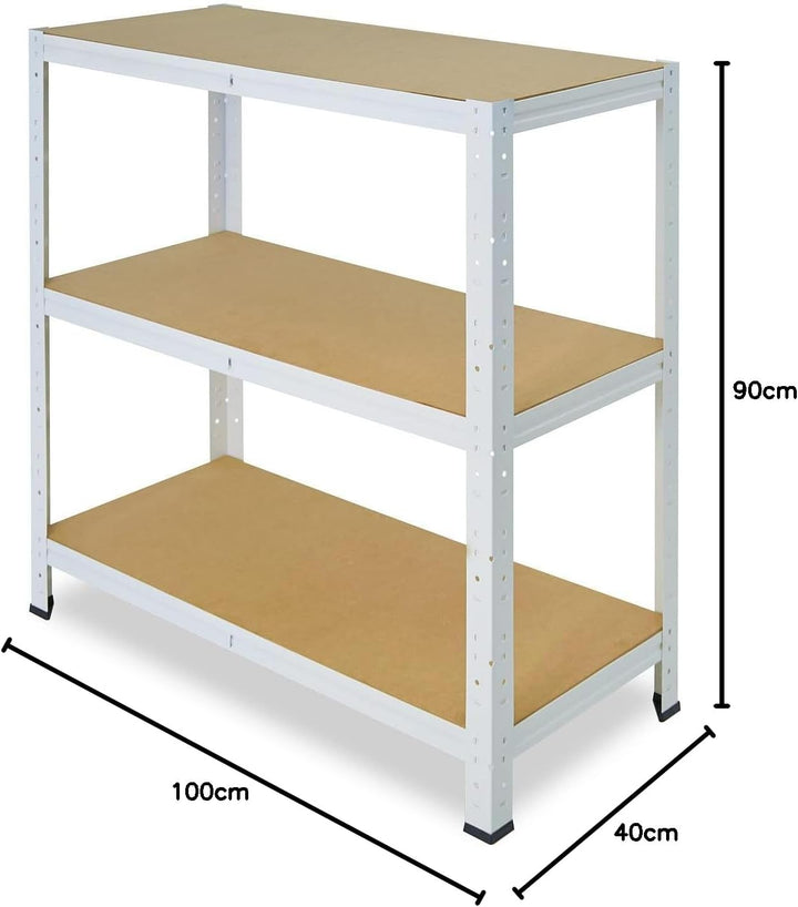 shelfplaza® 90x100x40cm HOME Schwerlastregal weiss/Metallregal mit 3 Böden/Kellerregal Metall, Garag