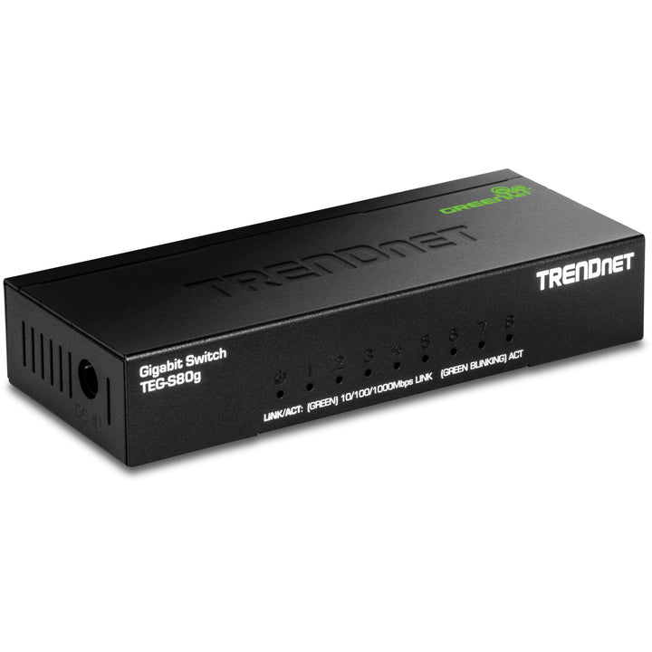 TRENDnet 8-Port Unverwalteter Gigabit GREENnet Desktop Metall Switch, Ethernet Splitter, Lüfterlos,