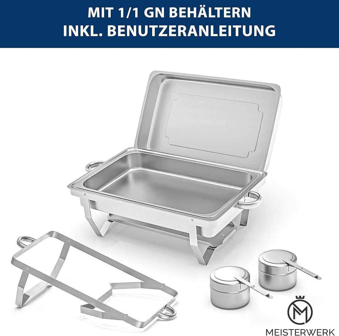 MEISTERWERK Warmhaltebehälter Essen (1er Set) - Erstklassiger 410 Edelstahl Chafing Dish - Warmhalte