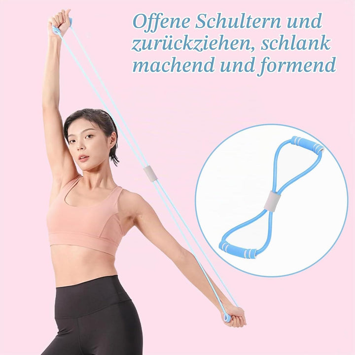 ZYEKIU 3 Stück Set Bauchtrainer Expander Fitness mit 8-Förmiges Widerstandsbändern und Fitnessbänder