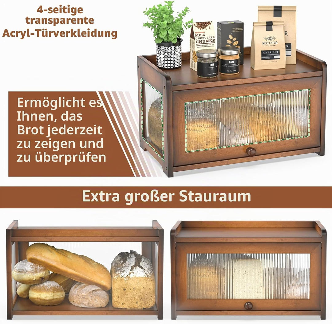 BAMBANG Extragross Bambus Brotbox für Küchentheke (Bernsteinfarben), Bernsteinfarben