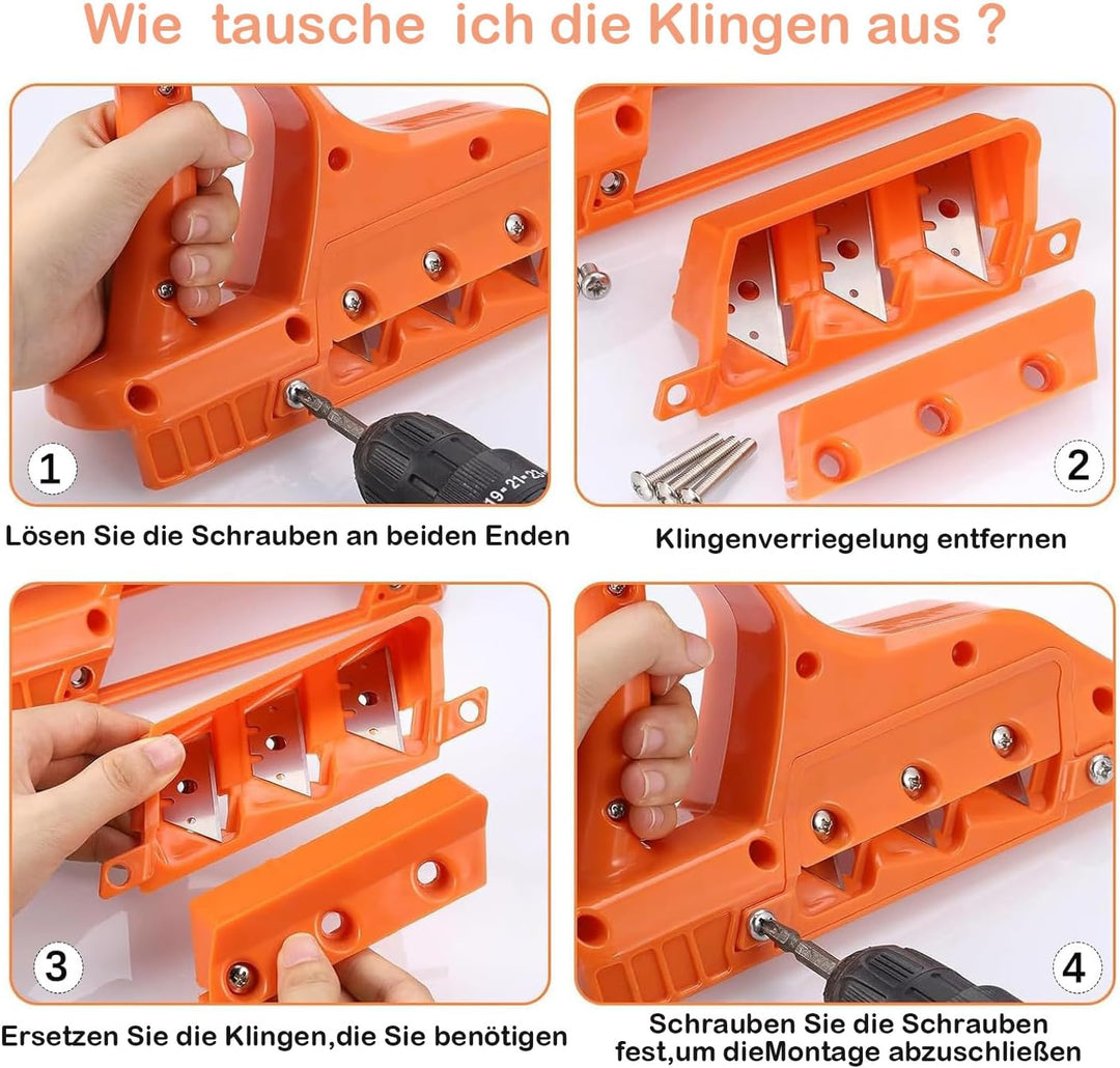 KEWAYO Kantenhobel für Gipskarton, Gipskarton Hobel mit 45° und 60° Klingensatz, Robust Gipskarton S