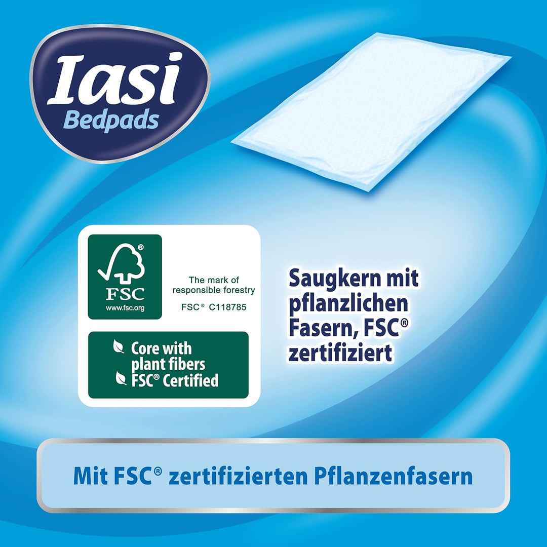 IASI Bedpad Fresh, Einweg-Bettquerträger 60x90, Maxi Plus Saugfähigkeit, Geruchskontrolltechnologie