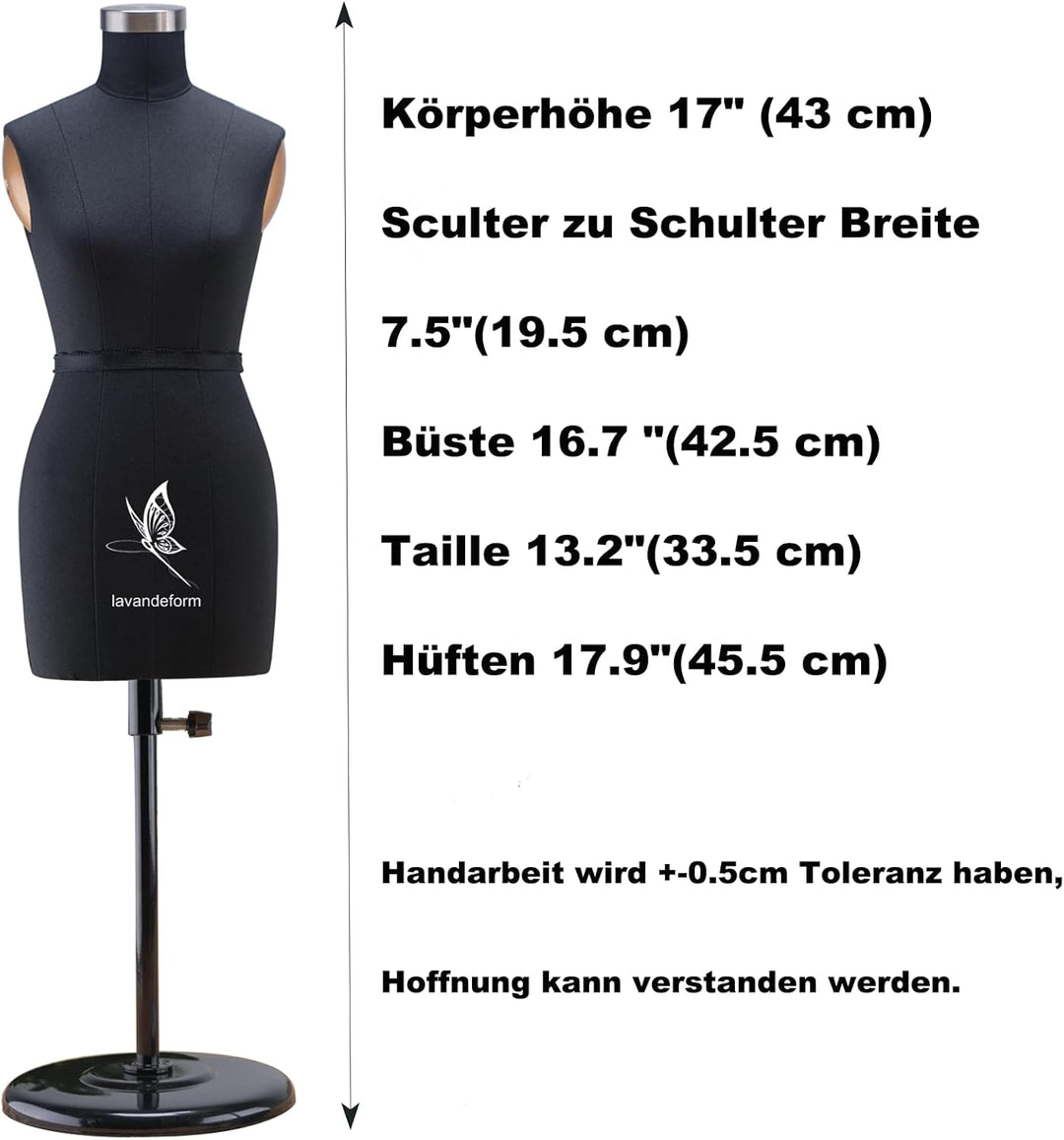 lavandeform 1/2 Schneiderpuppe halbe Grösse, zum Nähen Miniatur, （es handelt Sich Nicht um Erwachsen