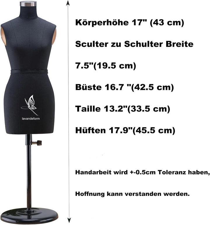 lavandeform 1/2 Schneiderpuppe halbe Grösse, zum Nähen Miniatur, （es handelt Sich Nicht um Erwachsen