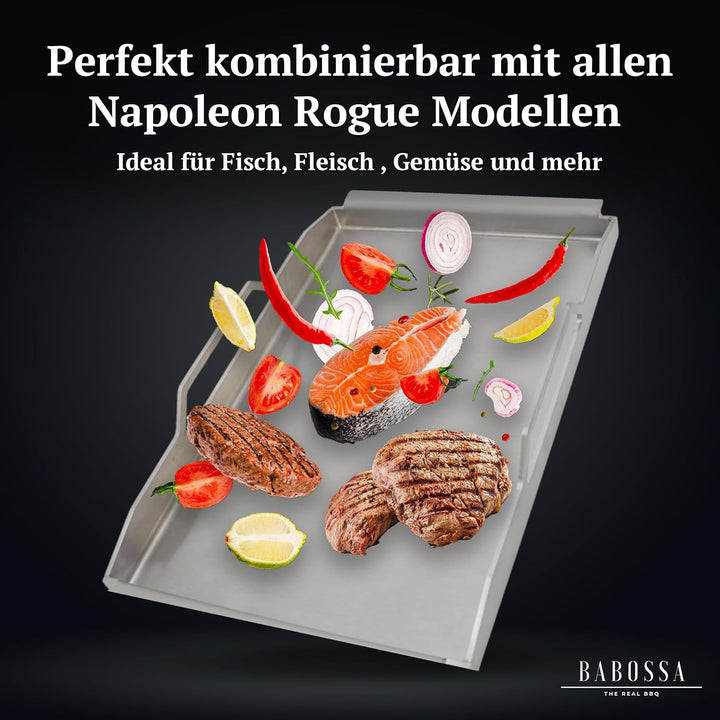BABOSSA Premium Einsatzpfanne/Plancha kompatibel mit allen Napoleon Rogue Modellen | 44.9x27.4cm | M