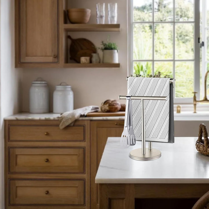 Hand Tower Holder Stand, Bodenstehende T-förmige Doppelschicht Handtuch SUS304 Edelstahl Badezimmer