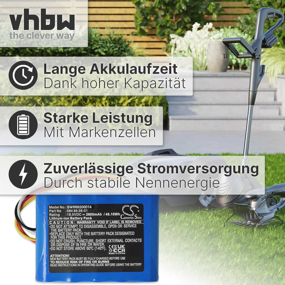 vhbw Akku kompatibel mit Husqvarna Automower 315X, 315 (2015-2018), 310 (2015-2018) Rasenmäher (2600