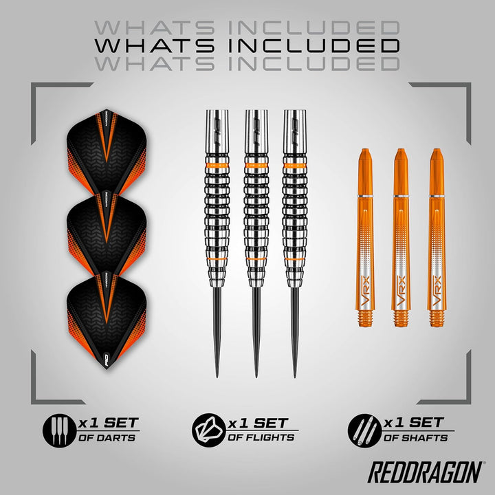 RED DRAGON Amberjack Series Steel Profi Dartpfeile Steeldarts Set mit Flights und Schäfte 23.0 Gramm