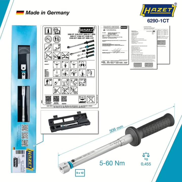 Hazet Drehmomentschlüssel 6290-1CT 5-60Nm 9x12mm