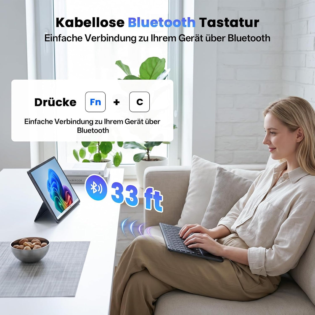 Bluetooth Tastatur mit Touchpad, Tastatur für ipad, Tablet, QWERTZ
