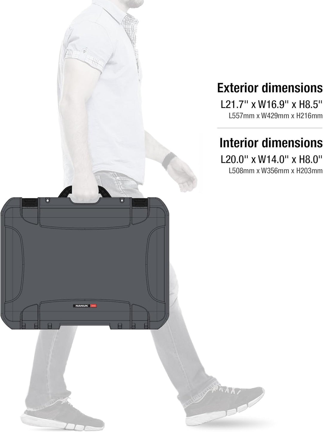 Nanuk 940 Wasserdichter Hartschalenkoffer Mit Gepolsterten Trennwänden und Organizer für Deckel - Gr