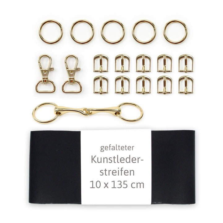 Hobby Horse Trensen Set ◆GOLD EDITION◆: DIY Materialset mit schwarzem Leder (ohne Anleitung)