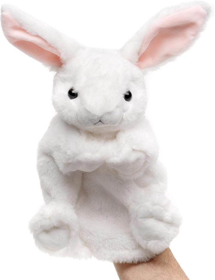Uni-Toys - Handpuppe Hase (weiss) - 24 cm (Höhe) - Plüsch-Puppe, Kaninchen - Plüschtier, Kuscheltier
