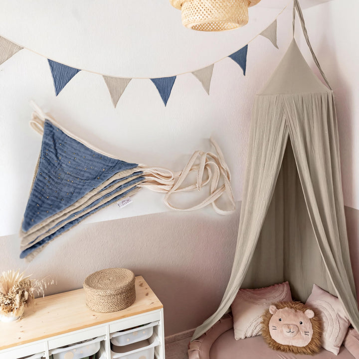 LILIMAUS Sternen Wimpelkette Stoff [mit Goldapplikation in 12 Farben] Wimpelkette Kinderzimmer - 100
