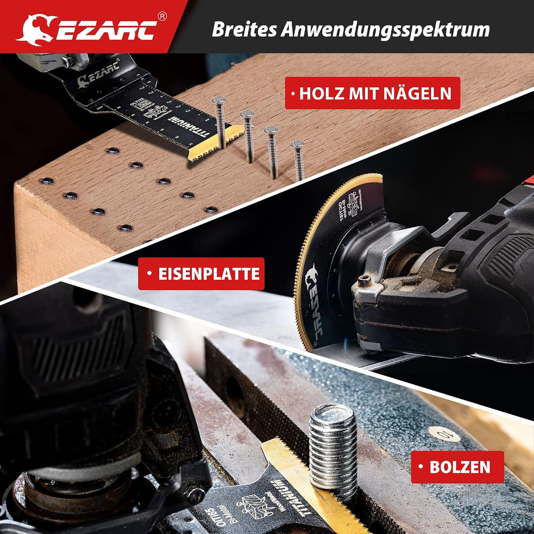 EZARC Oszillierende Multitool Sägeblätter Titanium, 4 tlg Tauchschneiden, Multitool-Klingen für Meta