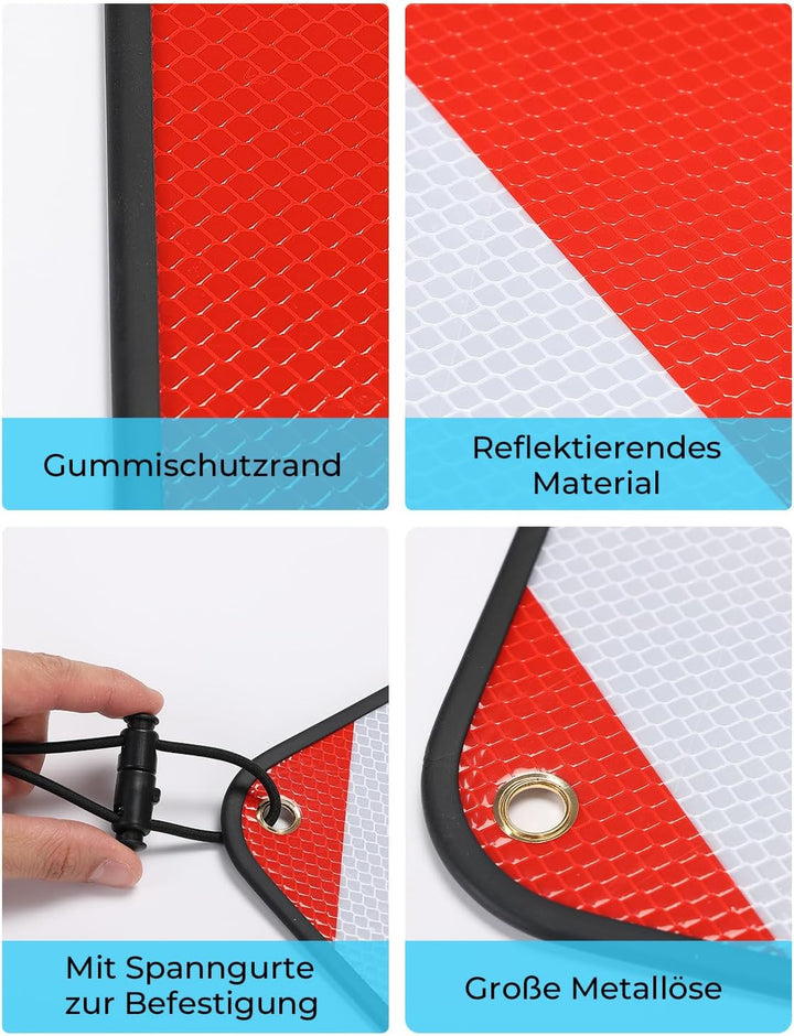 KEMIMOTO Warntafel Italien und Spanien, 50 * 50cm reflektierendes Warntafel Fahrradträger mit 4 Stüc