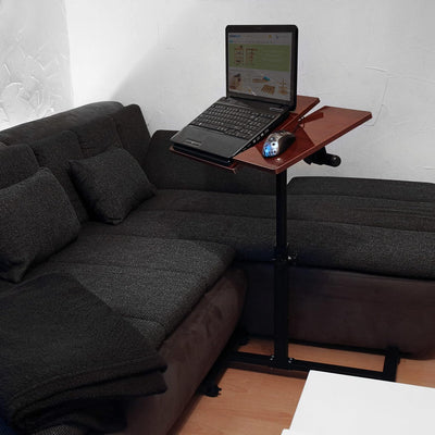 Relaxdays Laptoptisch höhenverstellbar, Laptopständer Holz, mit Rollen, drehbar, HxBxT: 95 x 60 x 40