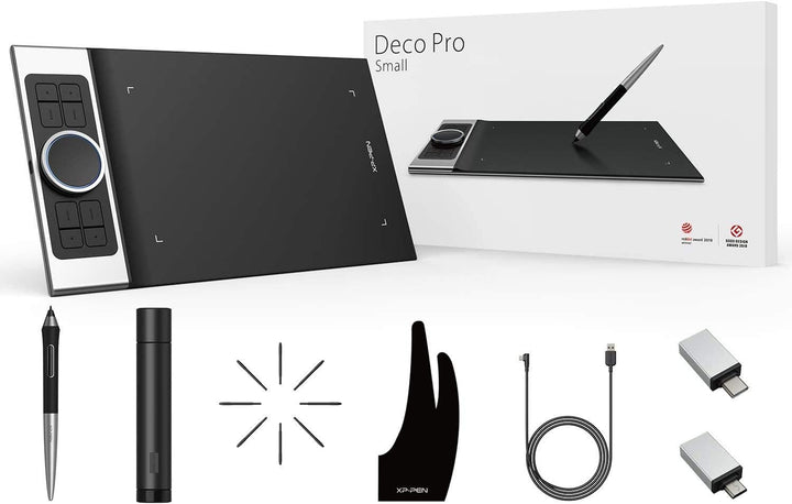 XP-PEN Deco Pro S Grafiktablett 9"x5" Mobiles Zeichentablett mit Touchpad Stift-Tablett mit 8192 Dru