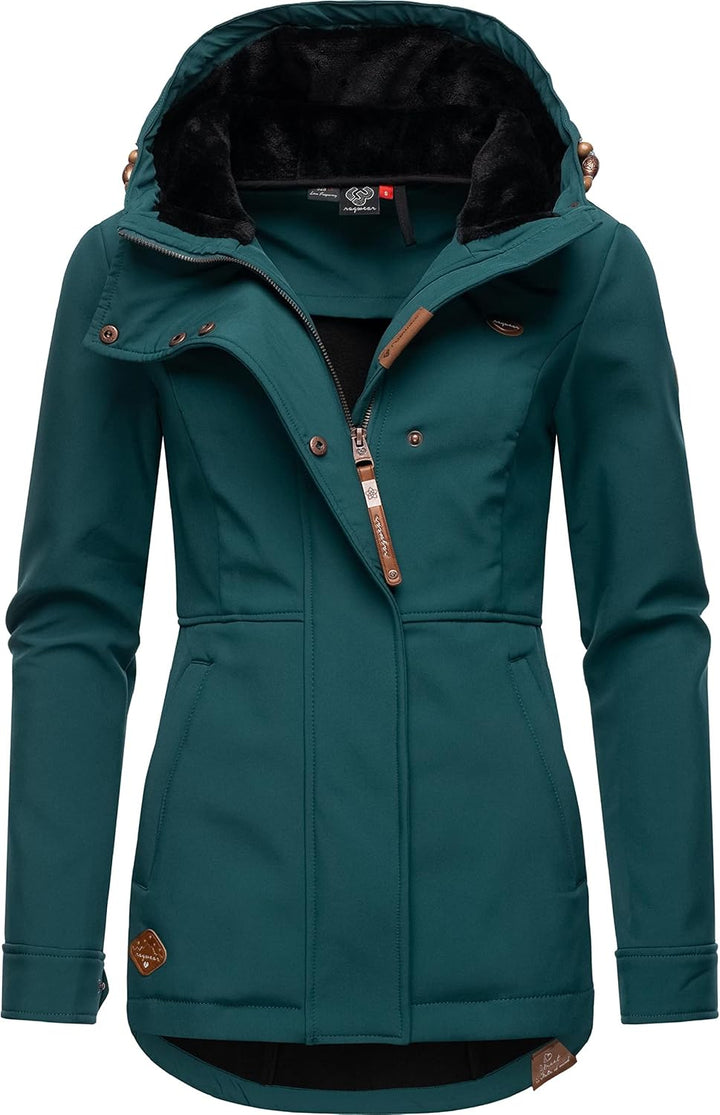 Ragwear Damen Übergangsjacke Softshelljacke wasserdicht atmungsaktiv mit Kapuze Yba XS-6XL 3XL Dark