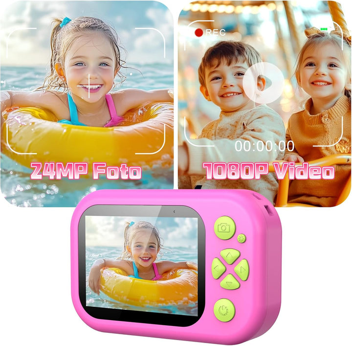 CHAKEYAKE Unterwasserkamera, IP67 1080P 10m Kinderkamera wasserdichte mit 32GB Karte, 2,4" Bildschir