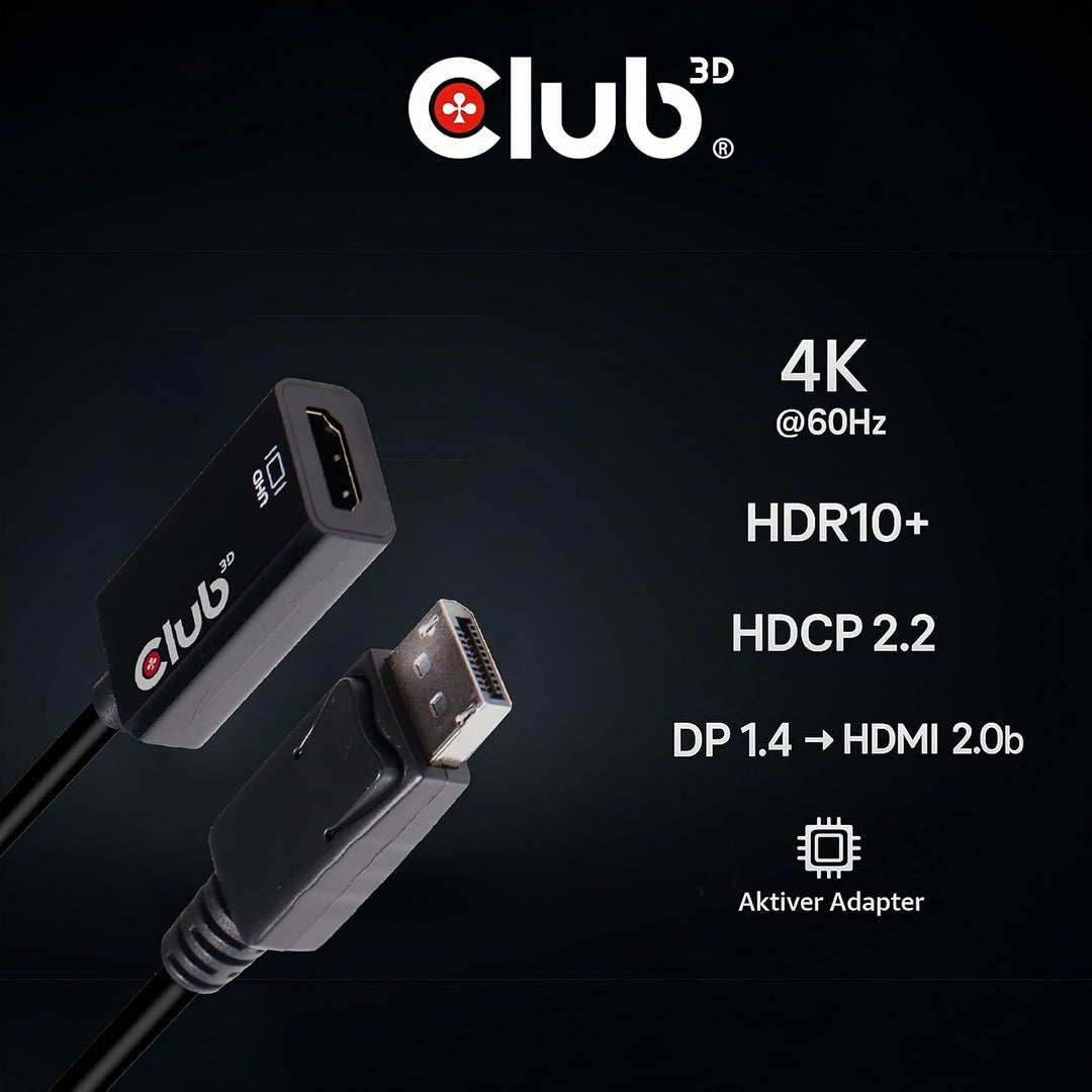 Club 3D CAC-1080 DisplayPort 1.4 auf HDMI 2.0a HDR Aktiver schwarz