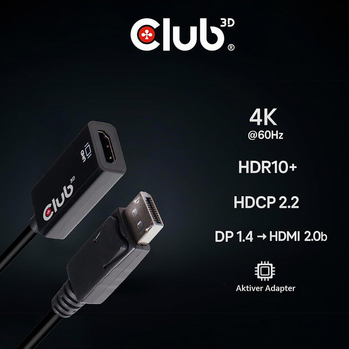 Club 3D CAC-1080 DisplayPort 1.4 auf HDMI 2.0a HDR Aktiver schwarz