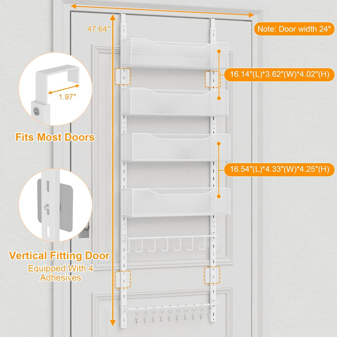 Über-der-Tür-Organizer, 2-in-1-Kleiderschrank-Organizer und Hutablage aus Metall mit 4 Verstellbaren