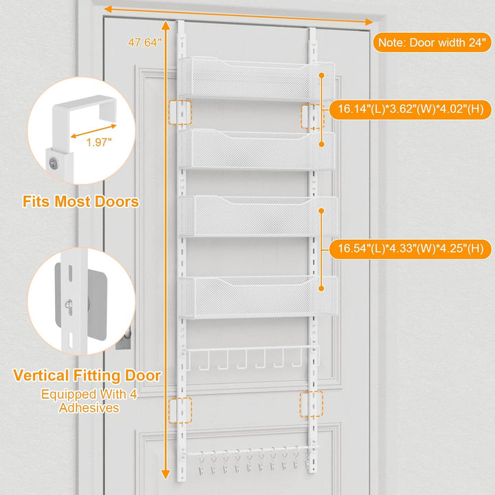Über-der-Tür-Organizer, 2-in-1-Kleiderschrank-Organizer und Hutablage aus Metall mit 4 Verstellbaren