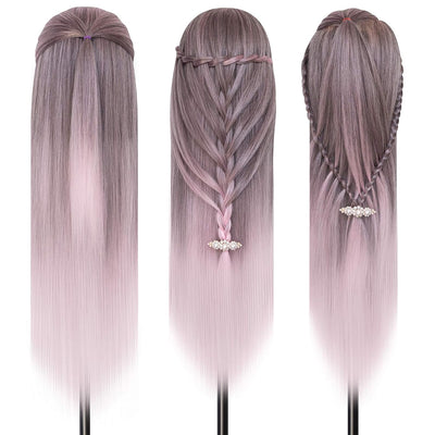 Frisierkopf, DanseeMeibr Weich 100% Kunsthaar Friseurkopf 26-28 Inch Professioneller Übungskopf Fris