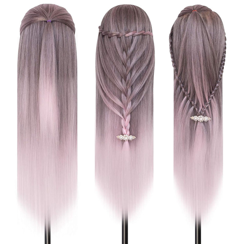 Frisierkopf, DanseeMeibr Weich 100% Kunsthaar Friseurkopf 26-28 Inch Professioneller Übungskopf Fris