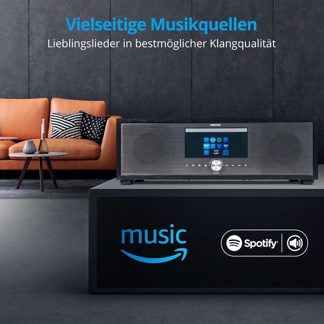 MEDION P66024 All in One Audio System (Internet, DAB+, PLL-UKW Radio, CD/MP3-Player, Bluetooth 5.0,