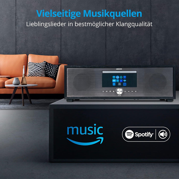 MEDION P66024 All in One Audio System (Internet, DAB+, PLL-UKW Radio, CD/MP3-Player, Bluetooth 5.0,