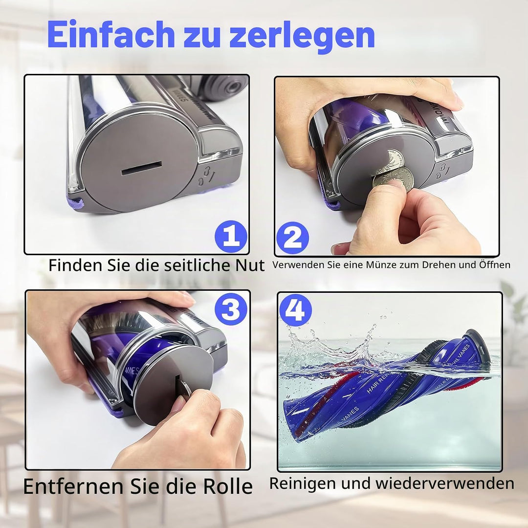 Verbesserter Anti-Tangle-Reinigungskopf Bürstenwalze für Dyson V7 V8 V10 V11 V15 Staubsaugerbürstenk