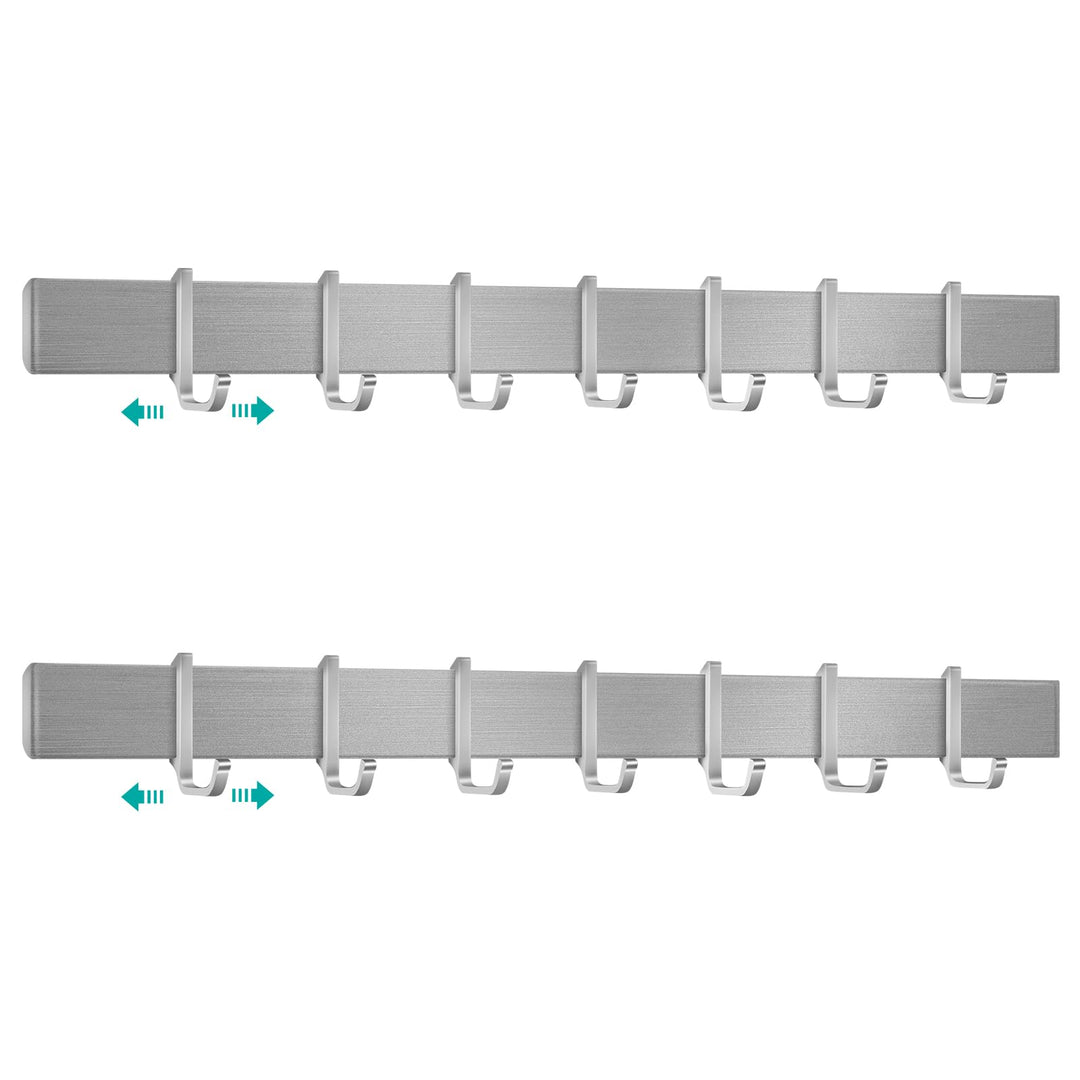 Hakenleiste Küche 40cm, Küchenhalterung ohne Bohren mit 7 abnehmbaren Haken, Aluminium Küche Hakenle