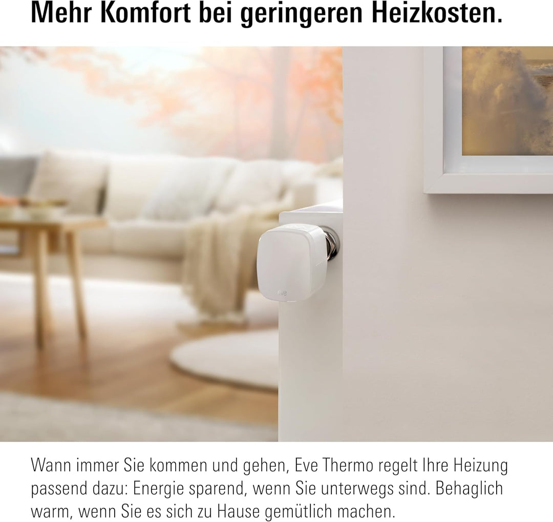 Eve Thermo (Matter, 4. Gen.): Smartes Heizkörperthermostat, LED-Display, Heizkosten sparen, funktion