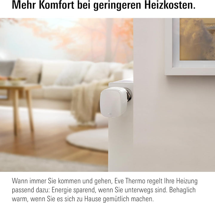 Eve Thermo (Matter, 4. Gen.): Smartes Heizkörperthermostat, LED-Display, Heizkosten sparen, funktion