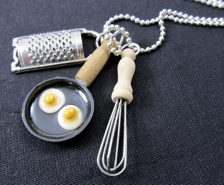 Miniblings 3er Kochen Set Halskette - Handmade Modeschmuck I Kette mit Anhänger Länge: 80cm - Backen