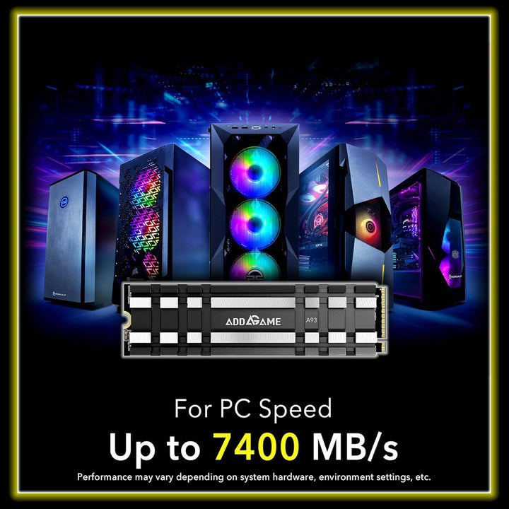 Addlink A93 2TB Gaming PC PS5 M.2 SSD mit Heatsink, ultimative Gaming-Leistung bis zu 7.400 MB/s, Ge