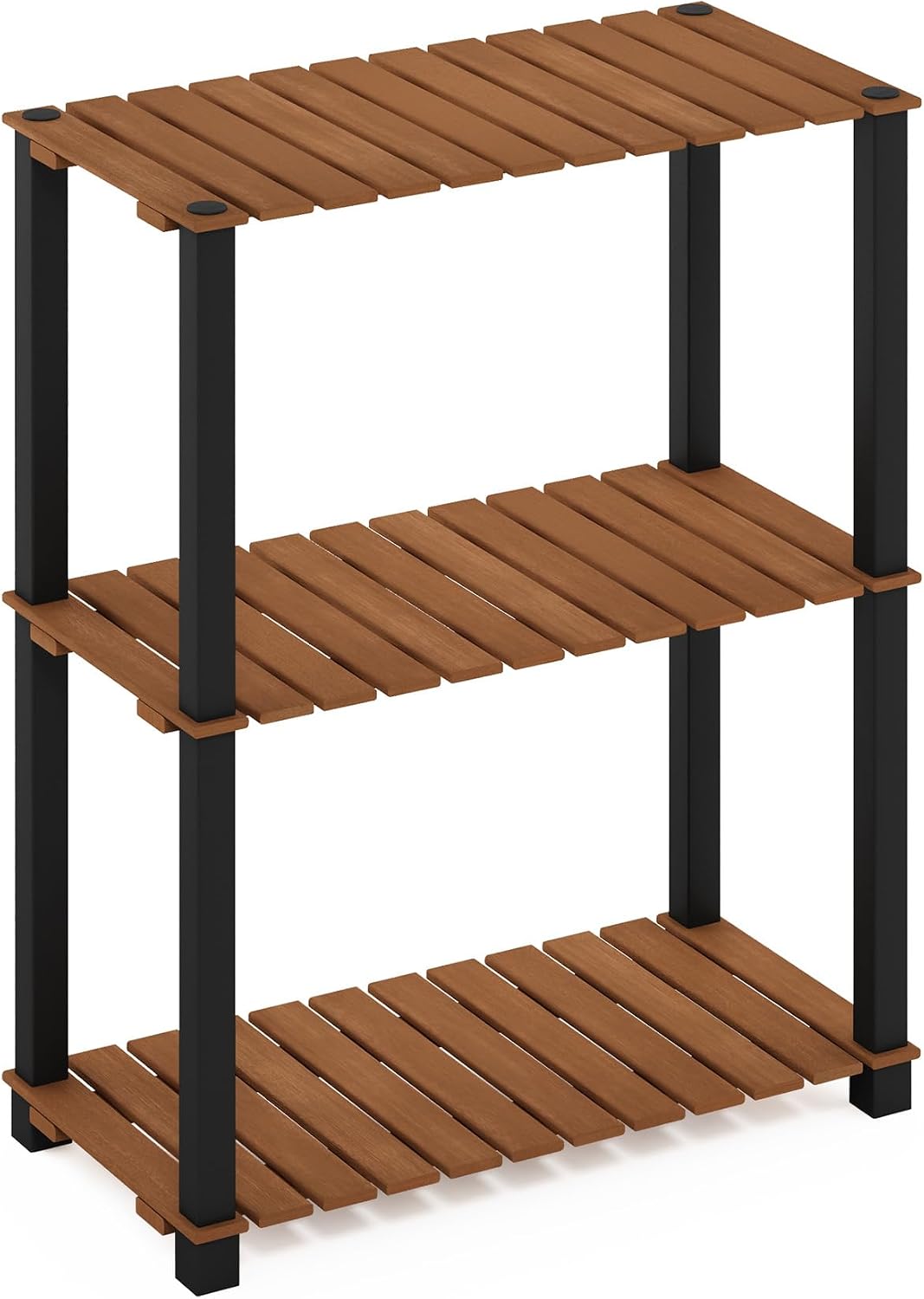 Furinno Pangkor Pflanzenregal mit 3 Ebenen, für drinnen und draussen, Holzständer mit quadratischen