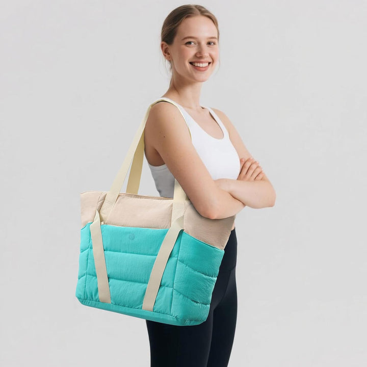 Axcone Tragetasche für Damen mit Reissverschluss,Gesteppte Tragetasche,Sporttasche mit Yogamatten-Gu