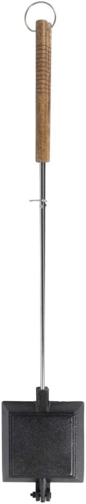 Rivanto® Toasteisen aus Metall, mit Holzgriff, Ø 13,7 cm, Länge 77,5 cm, für Picknick/Camping/Pfadfi