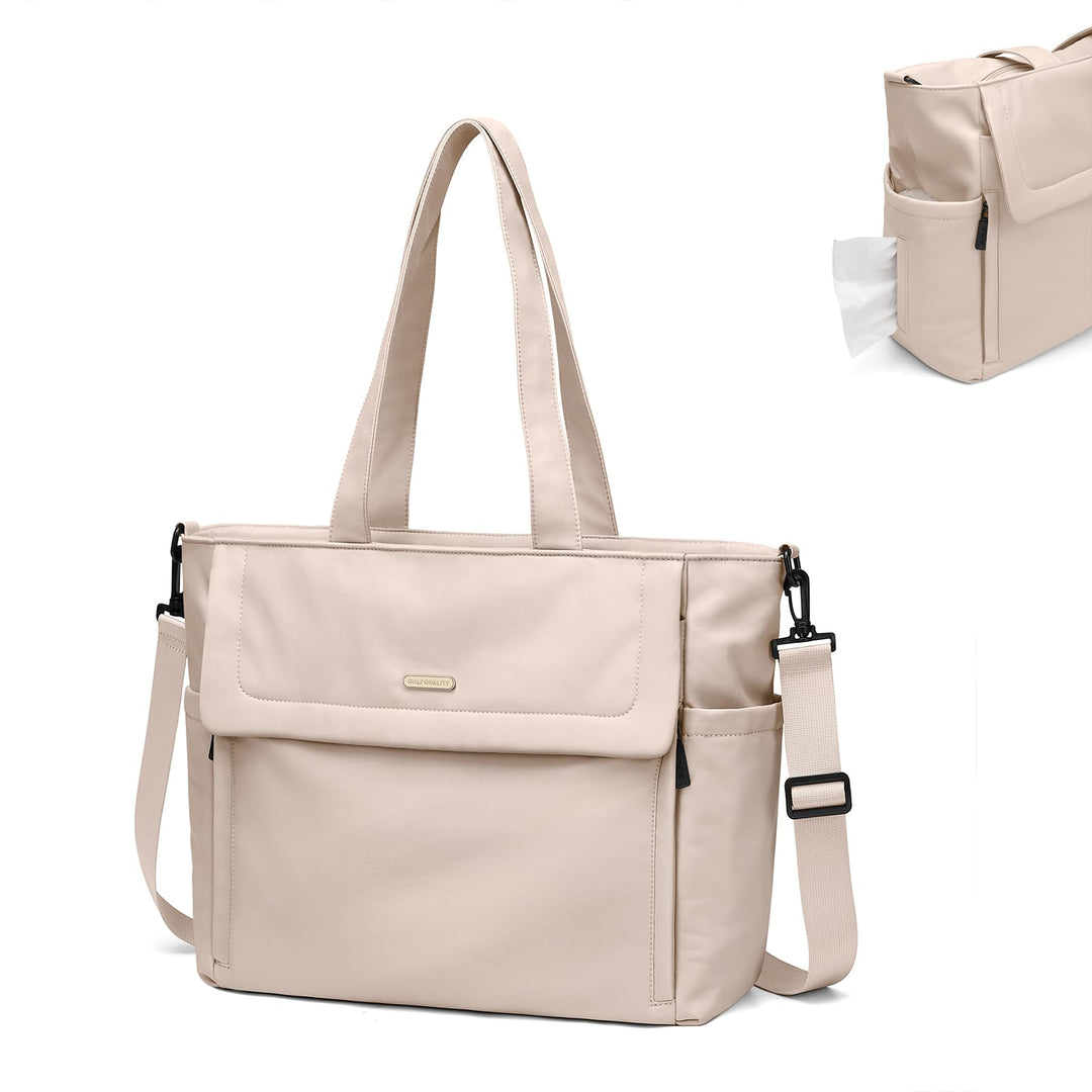 22L Puffer Wickeltasche, Lässige Umhängetasche für Mütter, Geräumige Shopper für Unterwegs, Apricot