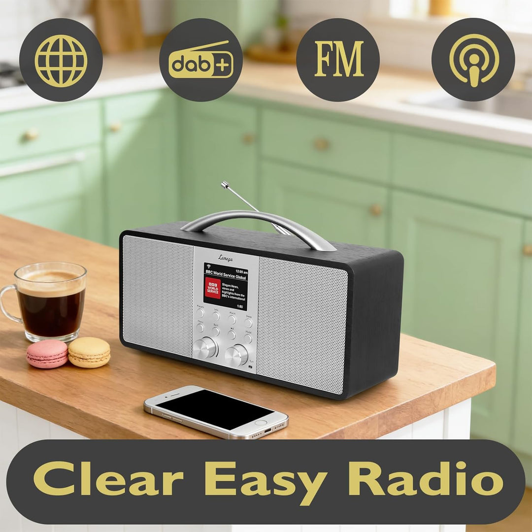 Lemega IR6 Internetradio mit Podcast-Funktion & Bluetooth - DAB/DAB+, UKW Stereo-Radio mit echtem 2.