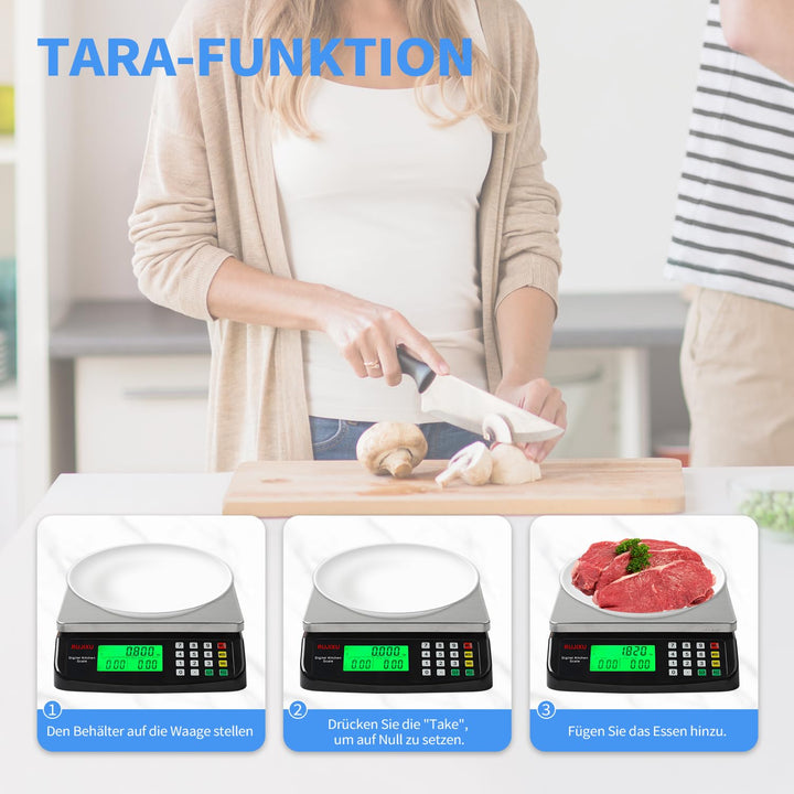 Digitale Küchenwaagen 30kg waage küche Edelstahl Digitalwaage mit LCD Display und Tara Funktion Digi