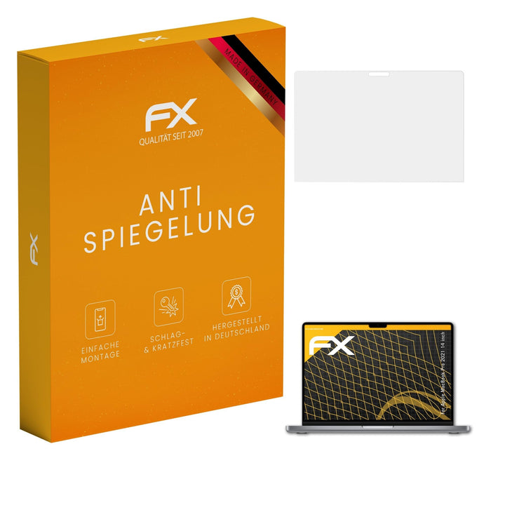 atFoliX Panzerfolie kompatibel mit Apple MacBook Pro 2021 14 inch Schutzfolie, entspiegelnde und sto