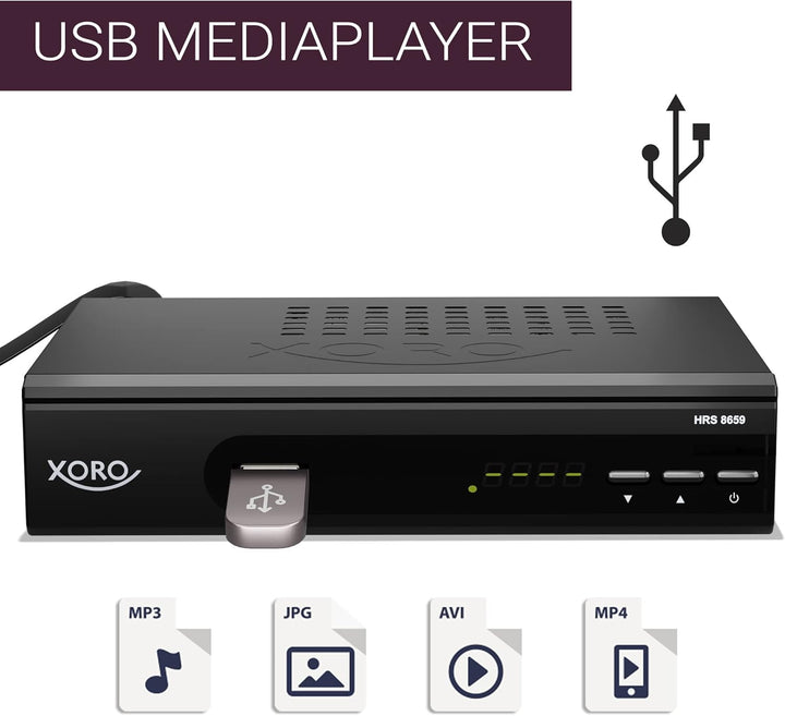 XORO HRS 8659 - Digitaler DVB-S2 HDTV Satelliten-Receiver, HDMI und SCART Anschluss, Unterstützt Uni