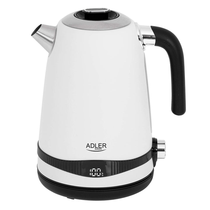 Adler AD 1295w Wasserkocher weiss seidenmatt 1,7 Liter mit LCD-Anzeige und Temperaturregelung 2200W